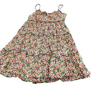 B. Darlin Floral Tiered Mini Dress Black Pink Orange Size 3/4 2MAW020